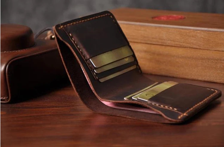 Handmade Vintage Crazy Horse Wallet Genuine Leather