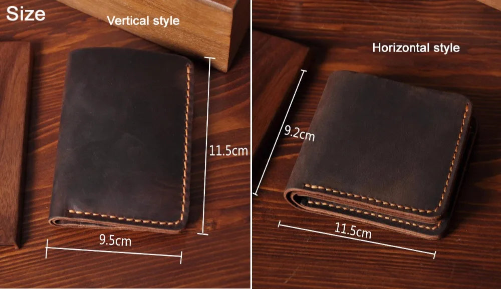 Handmade Vintage Crazy Horse Wallet Genuine Leather