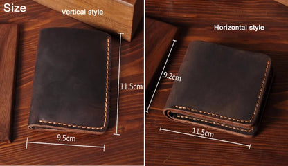 Handmade Vintage Crazy Horse Wallet Genuine Leather