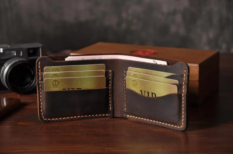 Handmade Vintage Crazy Horse Wallet Genuine Leather