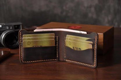 Handmade Vintage Crazy Horse Wallet Genuine Leather