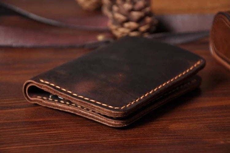 Handmade Vintage Crazy Horse Wallet Genuine Leather