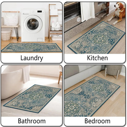 Retro Velvet Kitchen Rug Set 2PCS