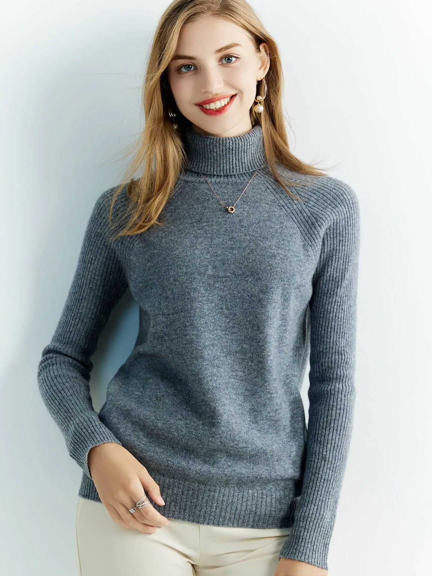 Cashmere Women's Sweater Knitted 100% Merino Wool