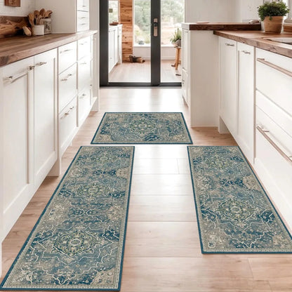 Retro Velvet Kitchen Rug Set 2PCS