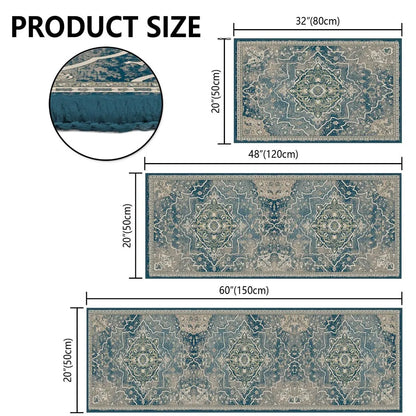 Retro Velvet Kitchen Rug Set 2PCS