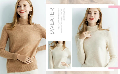 Cashmere Women's Sweater Knitted 100% Merino Wool